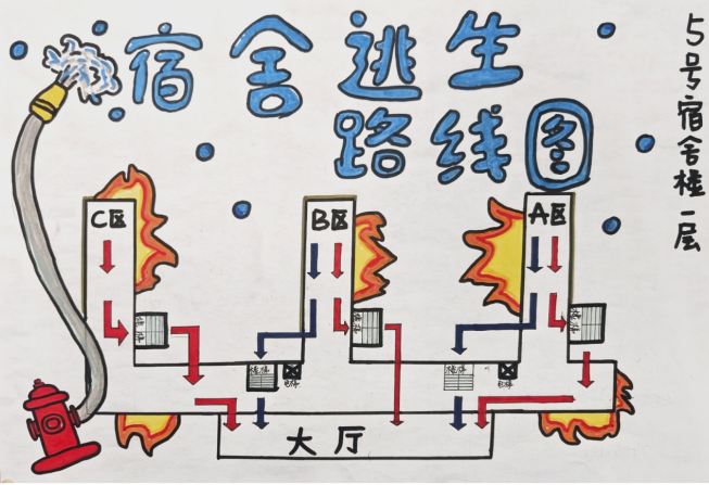 纸上绘“安途”宿舍践真知：宿舍逃生路线图背后的实践探索(图1)